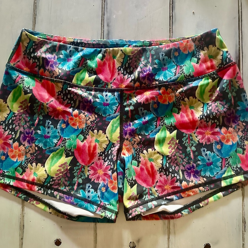 Born Primitive Athletic Shorts Pink and Green Dynamic Design